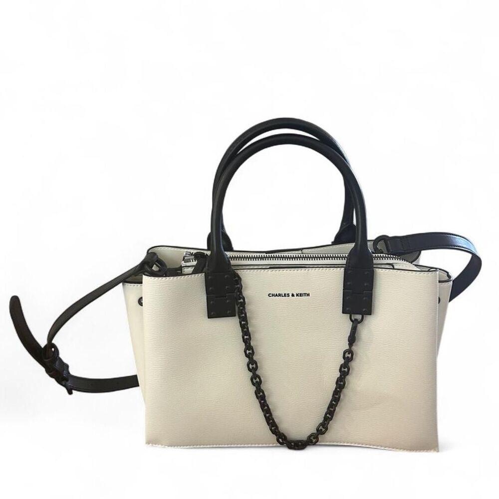 Charles & Keith white and black classic handbag